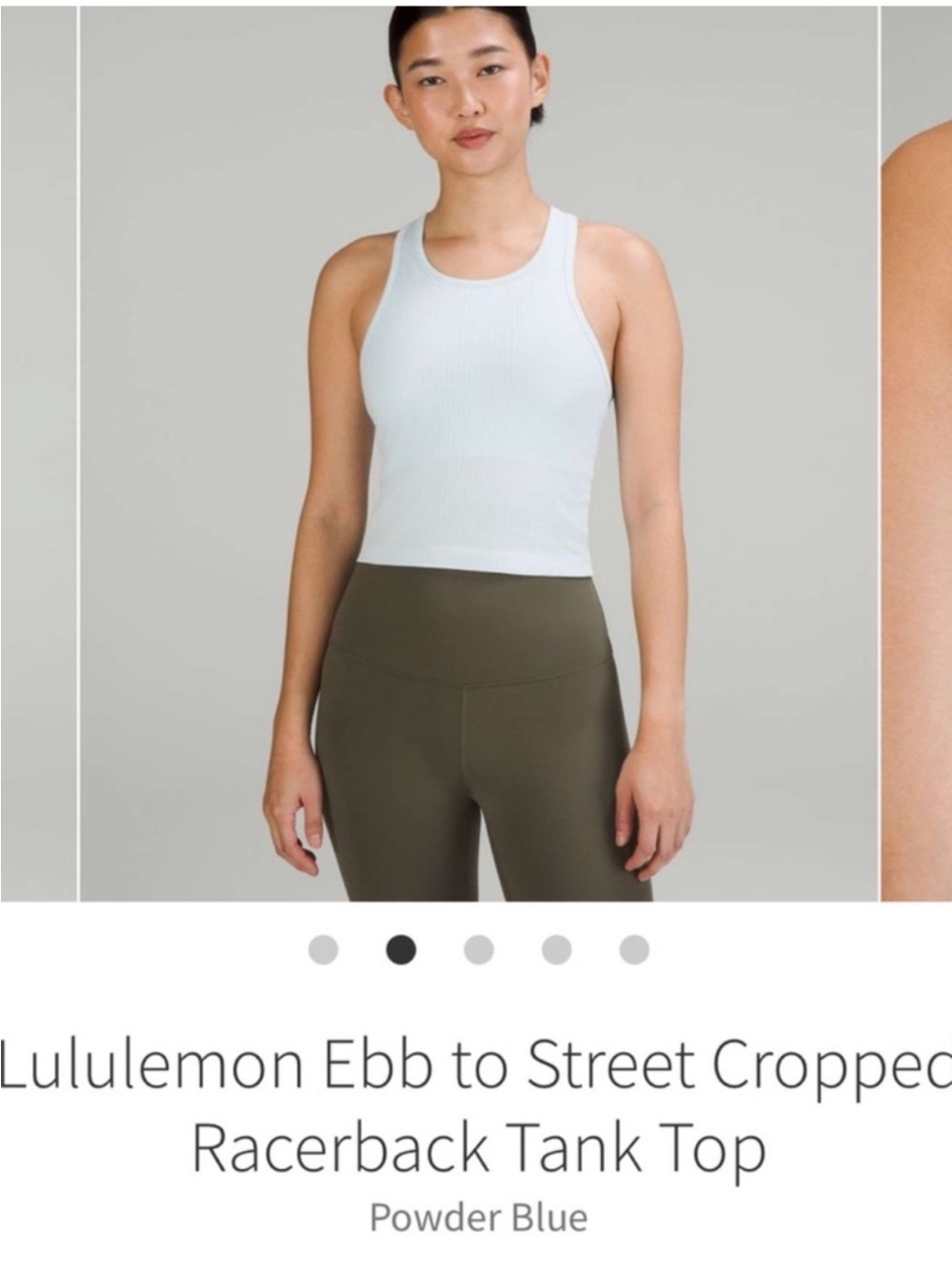 Lululemon Ebb To Street Cropped Racerback Tank Top Powder Blue Sz 4 B/C